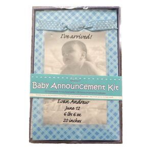 Baby Shower Blue Gingham Argyle Plaid Party Cards Birth‎ Announcement Kit - NIB